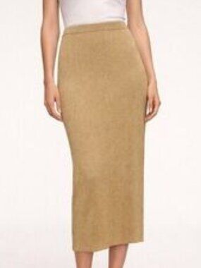 Gold Ribbed Knit Midi Skirt – Size S